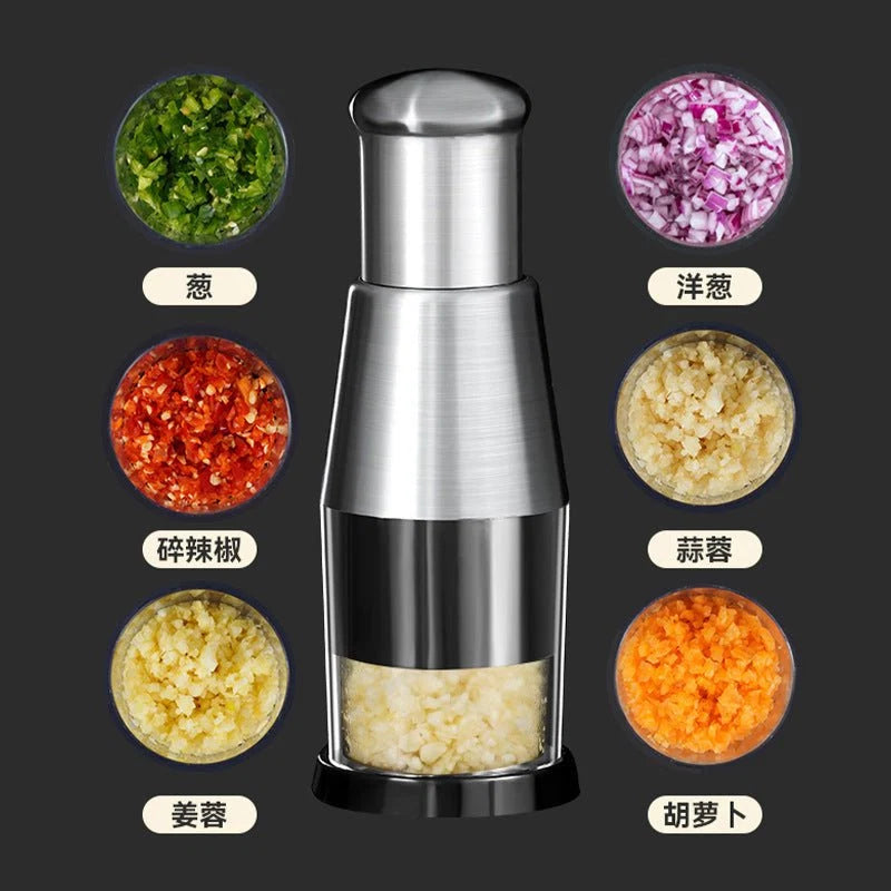 3-in-1 Manual Garlic Press & Vegetable Chopper | Garlic Crusher & Onion Chopper