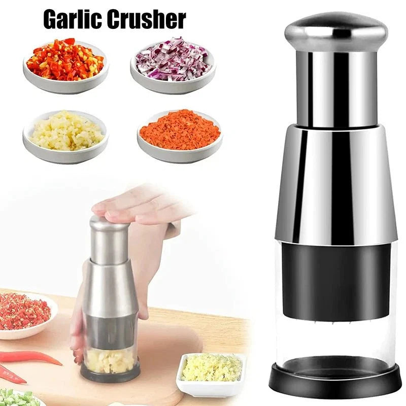 3-in-1 Manual Garlic Press & Vegetable Chopper | Garlic Crusher & Onion Chopper